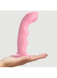 Розовая насадка-стимулятор Strap-On-Me Tapping Dildo Wave - Strap-on-me - купить с доставкой во Владикавказе