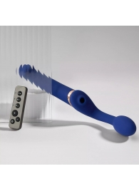 Синий безремневой страпон Multi Orgasm Bendable Strap-On size L с клиторальной стимуляцией - Strap-on-me - купить с доставкой во Владикавказе