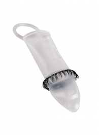 Закрытая насадка на пенис с подхватом мошонки и стимулирующими «ресничками» - Sextaz - во Владикавказе купить с доставкой