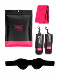 Черно-розовый эротический набор: маска, наручники и повязка - Erokay - купить с доставкой во Владикавказе