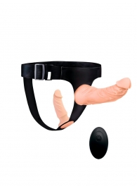 Женский страпон с 2 насадками, вибрацией и пультом ДУ - Erowoman-Eroman - купить с доставкой во Владикавказе