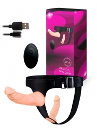 Женский страпон с 2 насадками, вибрацией и пультом ДУ - Erowoman-Eroman - купить с доставкой во Владикавказе
