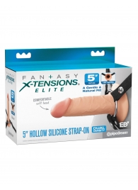 Телесный пустотелый фаллопротез 5’’ Hollow Silicone Strap-On - 14 см. - Pipedream - купить с доставкой во Владикавказе
