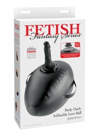 Черный надувной мяч с платформой для фиксации дилдо Body Dock Inflatable Love Ball - Pipedream - купить с доставкой во Владикавказе