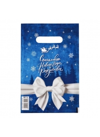 Сине-белый подарочный новогодний пакет с вырубной ручкой (20х30 см) - Сима-Ленд - купить с доставкой во Владикавказе