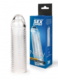 Прозрачная закрытая насадка на пенис с ребрышками - 16 см. - Sex Expert - во Владикавказе купить с доставкой