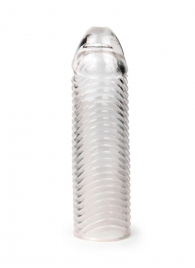 Прозрачная закрытая насадка на пенис с ребрышками - 16 см. - Sex Expert - во Владикавказе купить с доставкой