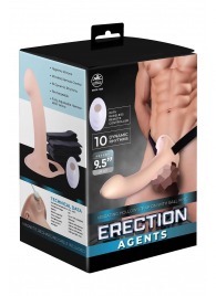 Телесный полый страпон с вибрацией Erection Agents - 24,1 см. - NMC - купить с доставкой во Владикавказе