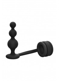 Черное эрекционное кольцо с анальной елочкой Cockring With Beaded Anal Plug - Dream Toys - во Владикавказе купить с доставкой