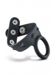 Черное эрекционное кольцо с подхватом мошонки на кнопках VS6 - Blush Novelties - во Владикавказе купить с доставкой