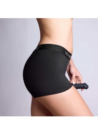 Черные трусики-боксеры для фиксации насадок Strap-on-me Harness Lingerie Allure - size XS - Strap-on-me - купить с доставкой во Владикавказе