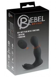 Черная анальная пробка с вибрацией, вращением и пультом ДУ RC Butt Plug with 2 Functions - Orion - во Владикавказе купить с доставкой