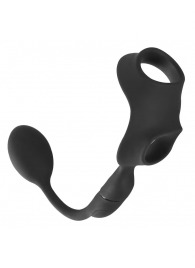 Черное виброкольцо с анальной пробкой Cock Ring with RC Butt Plug - Orion - во Владикавказе купить с доставкой