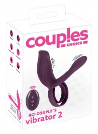 Фиолетовая насадка на член с клиторальным отростком и пультом ДУ RC Couple’s Vibrator 2 - Orion - во Владикавказе купить с доставкой