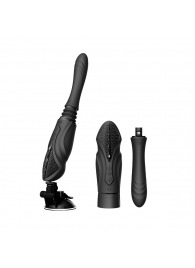 Черная секс-машина с функцией нагрева, насадками и присоской Sesh - Zalo - купить с доставкой во Владикавказе