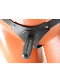 Черные кожаные трусики со штырьком для насадок - БДСМ Арсенал - купить с доставкой во Владикавказе