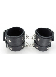 Черные кожаные оковы с двумя пряжками - БДСМ Арсенал - купить с доставкой во Владикавказе
