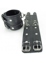 Черные кожаные оковы с двумя пряжками - БДСМ Арсенал - купить с доставкой во Владикавказе