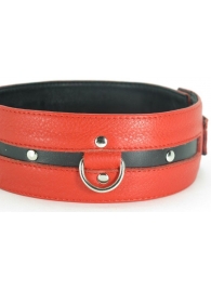 Черно-красный кожаный ошейник увеличенного размера - БДСМ Арсенал - купить с доставкой во Владикавказе