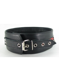 Черно-красный кожаный ошейник увеличенного размера с кольцом - БДСМ Арсенал - купить с доставкой во Владикавказе