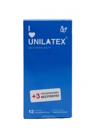 Классические презервативы Unilatex Natural Plain - 12 шт. + 3 шт. в подарок - Unilatex - купить с доставкой во Владикавказе
