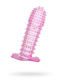 Гелевая розовая насадка с шипами - 12 см. - Toyfa Basic - во Владикавказе купить с доставкой