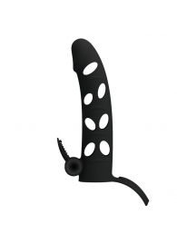 Чёрная закрытая насадка на пенис с вибрацией - 15,2 см. - Baile - во Владикавказе купить с доставкой