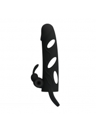 Чёрная насадка с клиторальным вибростимулятором и закрытой головкой - 14 см. - Baile - во Владикавказе купить с доставкой