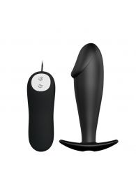 Чёрный анальный вибромассажер с пультом управления - 10 см. - Baile