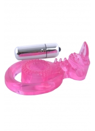 Розовая вибронасадка со стимулятор клитора   Язычок - Toyfa Basic - во Владикавказе купить с доставкой