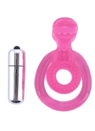 Розовая вибронасадка со стимулятор клитора   Язычок - Toyfa Basic - во Владикавказе купить с доставкой