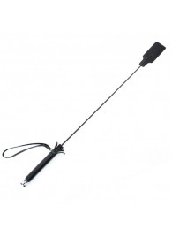 Чёрный кожаный стек с прямоугольным наконечником - 66 см. - БДСМ Арсенал - купить с доставкой во Владикавказе