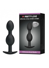 Чёрные анальные шарики из силикона - 12,5 см. - Baile
