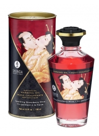 Массажное интимное масло с ароматом клубничного вина - 100 мл. - Shunga - купить с доставкой во Владикавказе