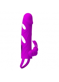 Лиловая вибронасадка на пенис с подхватом мошонки - Baile - во Владикавказе купить с доставкой