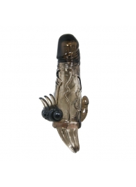 Дымчатая удлиняющая насадка с вибрацией и отростком для преданусного массажа - Baile - во Владикавказе купить с доставкой