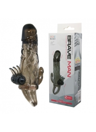 Дымчатая удлиняющая насадка с вибрацией и отростком для преданусного массажа - Baile - во Владикавказе купить с доставкой