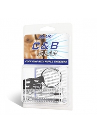 Кольцо на пенис с зажимами на соски 100% PVC STRAP WITH METAL SNAP - BlueLine - во Владикавказе купить с доставкой