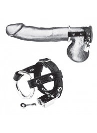 Утяжка на пенис на замочке Duo Cock And Ball Lock - BlueLine - купить с доставкой во Владикавказе
