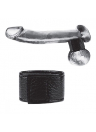 Чёрная утяжка на мошонку 1  Velcro Ball Stretcher - BlueLine - купить с доставкой во Владикавказе