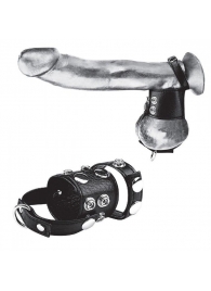 Утяжка на пенис и мошонку Cock Ring With 1.5  Ball Stretcher And Optional Weight Ring - BlueLine - купить с доставкой во Владикавказе