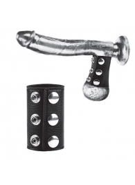 Чёрная утяжка на кнопках 100% PVC STRAP WITH METAL SNAP - BlueLine - купить с доставкой во Владикавказе