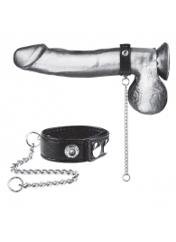 Утяжка на пенис с поводком Snap Cock Ring With 12  Leash - BlueLine - купить с доставкой во Владикавказе