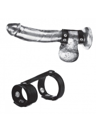 Утяжка на пенис с клёпками Duo Snap Cock And Ball Ring - BlueLine - купить с доставкой во Владикавказе