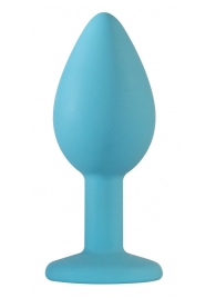 Малая голубая анальная пробка Emotions Cutie Small с розовым кристаллом - 7,5 см. - Lola Games - купить с доставкой во Владикавказе