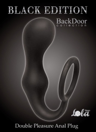 Чёрное эрекционное кольцо с анальной пробкой Double Pleasure Anal Plug - Lola Games - во Владикавказе купить с доставкой