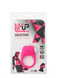 Розовое эрекционное кольцо с щеточкой LIT-UP SILICONE STIMU RING 5 - Dream Toys - во Владикавказе купить с доставкой