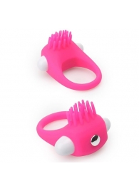 Розовое эрекционное кольцо с щеточкой LIT-UP SILICONE STIMU RING 5 - Dream Toys - во Владикавказе купить с доставкой