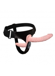 Женский страпон на эластичных ремешках с вибрацией и вагинальной пробкой - 18 см. - Baile - купить с доставкой во Владикавказе