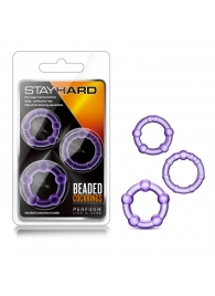 Набор из 3 фиолетовых эрекционных колец Stay Hard Beaded Cockrings - Blush Novelties - во Владикавказе купить с доставкой